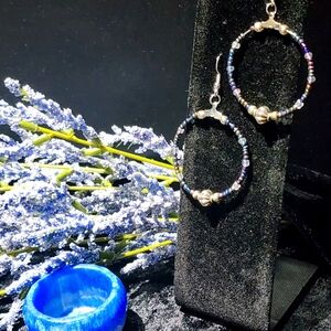 Handmade Multicolor Beaded Hoop Earrings